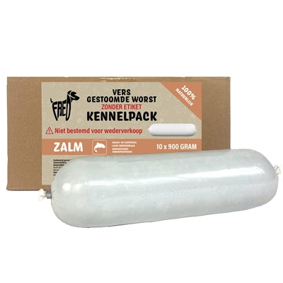 Freds Gestoomd Vers Vlees Worst Kennelpack Zalm Graan En Glutenvrij