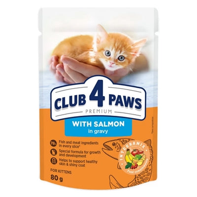 Club 4 Paws Premium Kitten Pouch Zalm In Saus